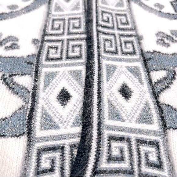 VTG CARDUCCI Abstract Angora Blend Long Sleeve Open Cardigan Women's Size L - Picture 7 of 16